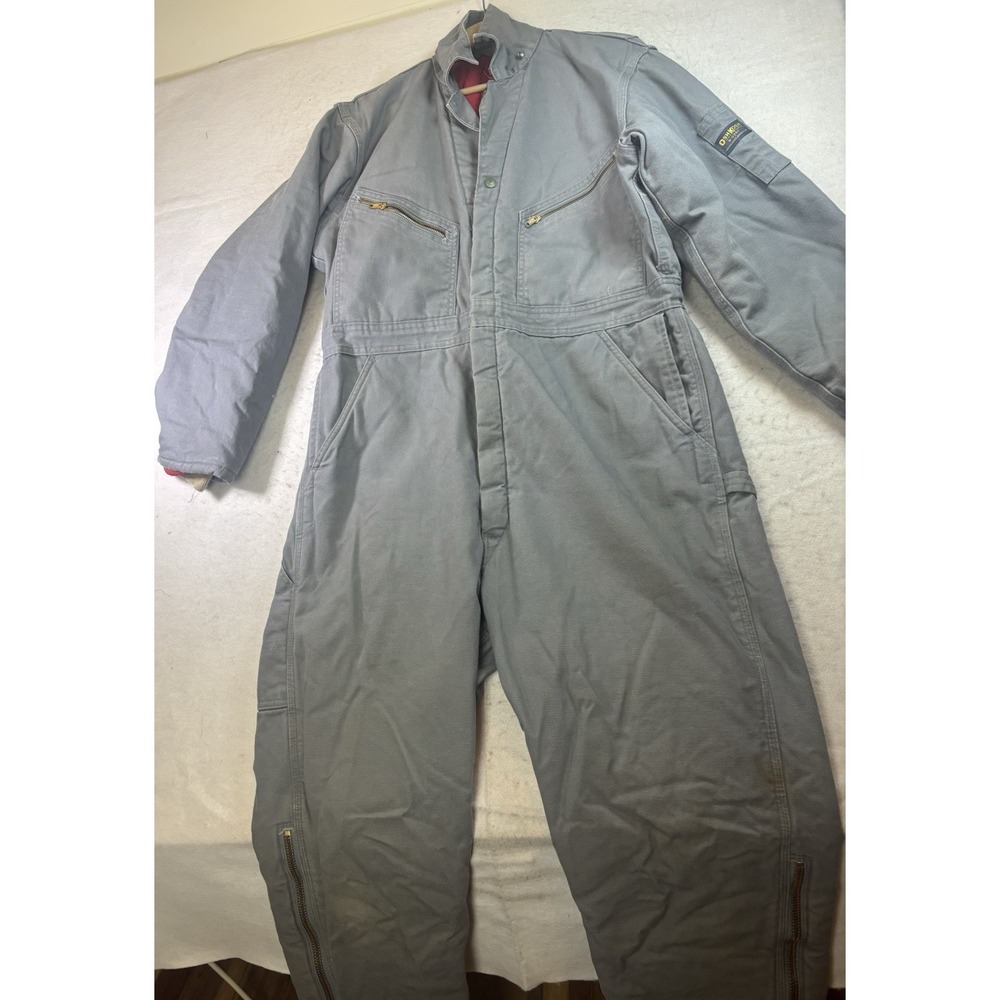 VTG Oshkosh Coveralls Quilt Lined Sanforized Gray Workwear Size L (44)